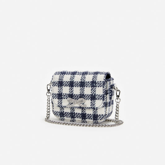 Navy Check Boucle Bag