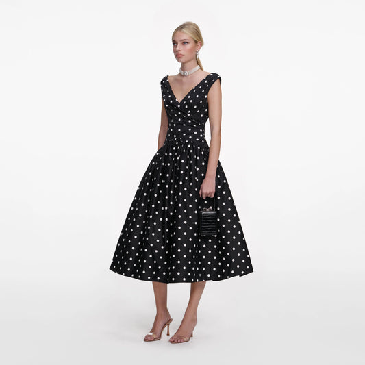 Black Cotton Midi Dress
