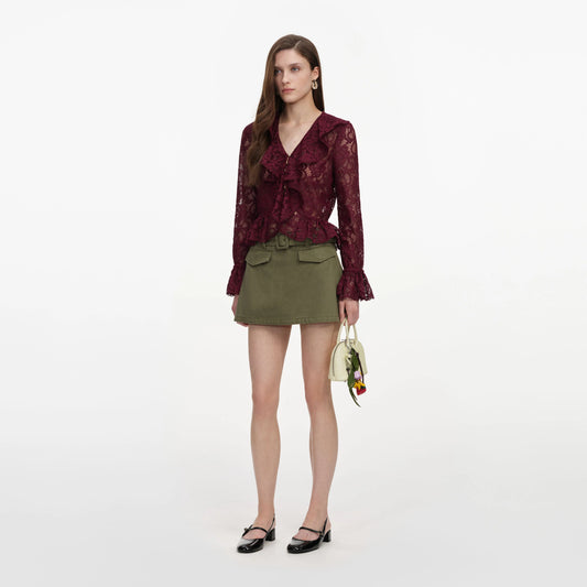 Plum Lace Ruffle Top