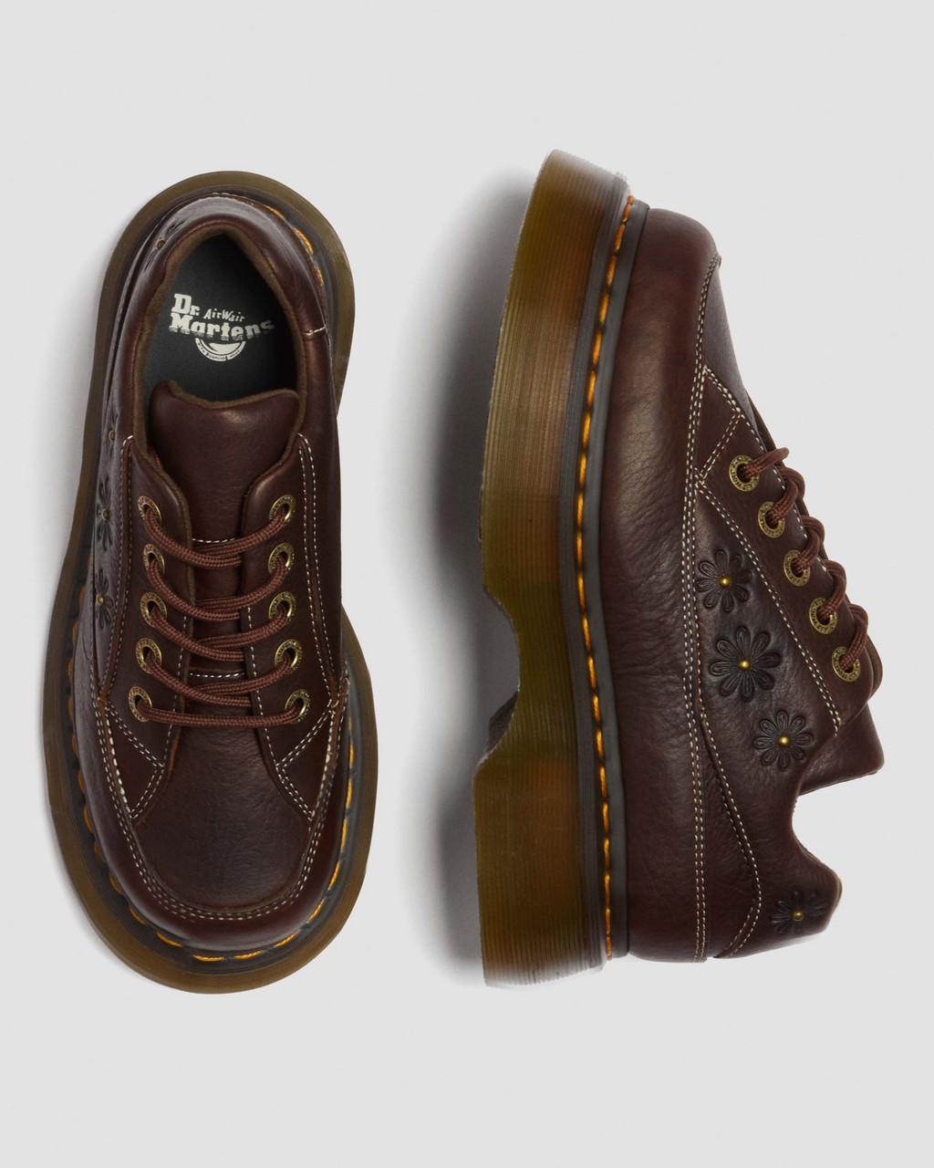 Buzz 5-Eye Flower Grizzly Leather Shoes