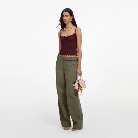 Brown Pointelle Knit Vest