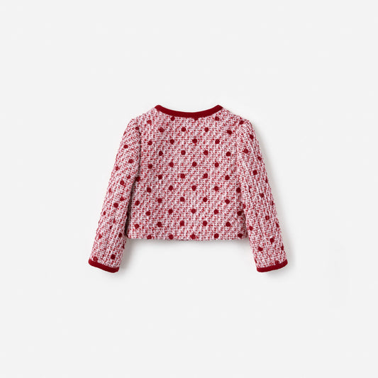 Burgundy Polka Dot Boucle Jacket