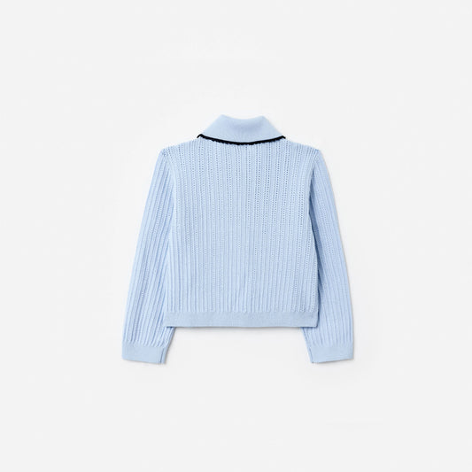 Blue Frill Trim Cardigan