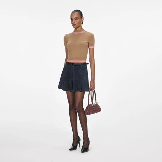 Navy Suede Mini Skirt