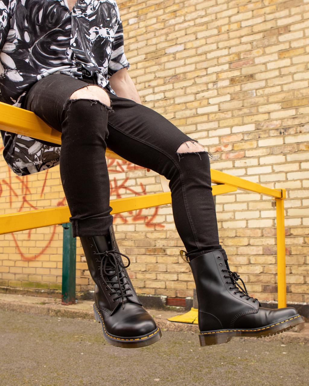 1490 Smooth Leather High Lace Up Boots