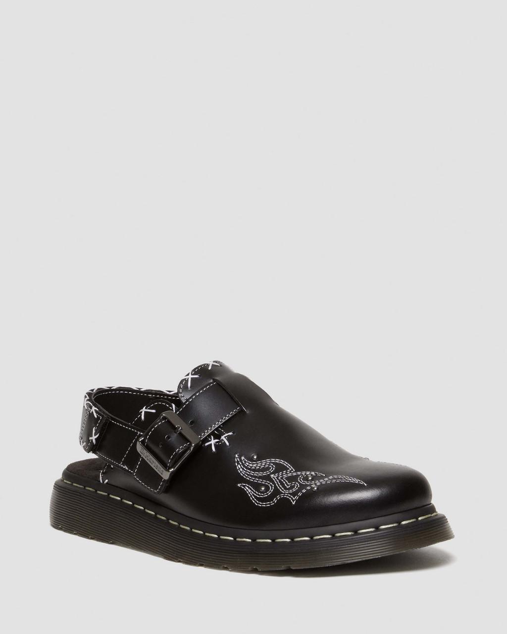 Jorge Contrast Stitch Leather Mules