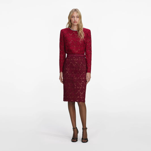 Burgundy Lace Crystal Top