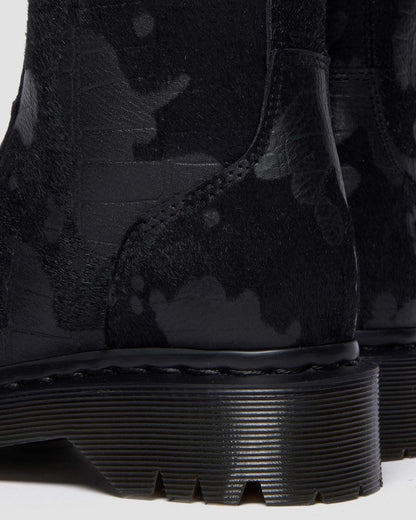 Rejena Hair On Croc Emboss Leather Boots