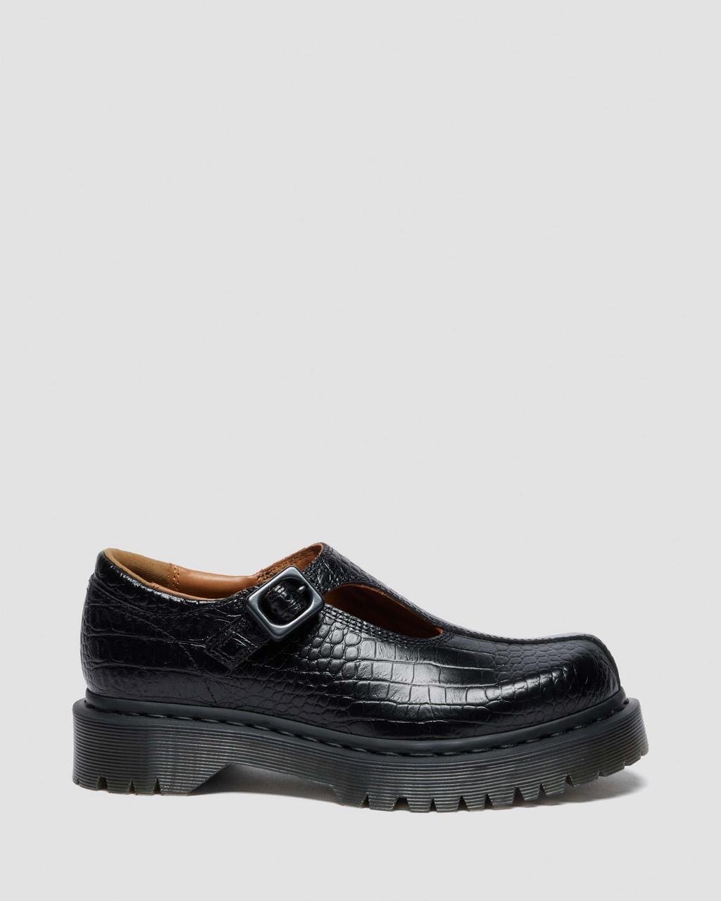 Rejena Mary Jane Croc Emboss Leather Shoes