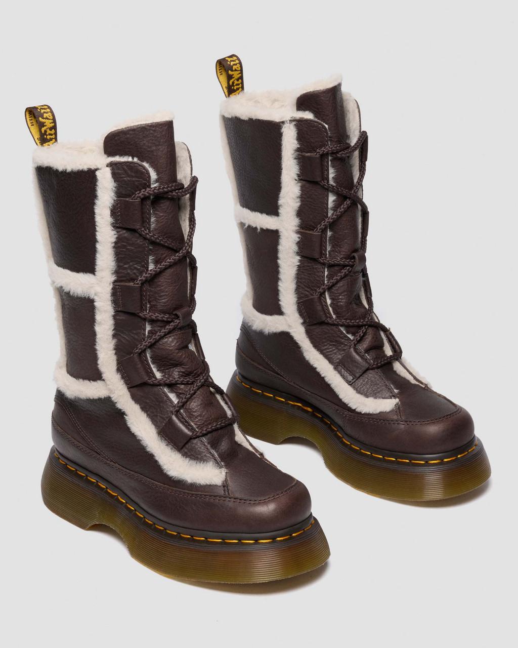 Buzz Lace Up Faux Fur Lined Grizzly Leather Boots