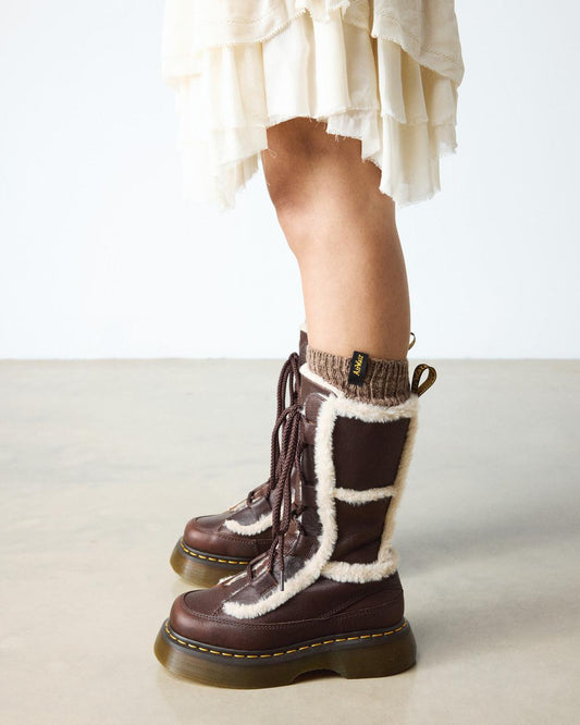 Buzz Lace Up Faux Fur Lined Grizzly Leather Boots