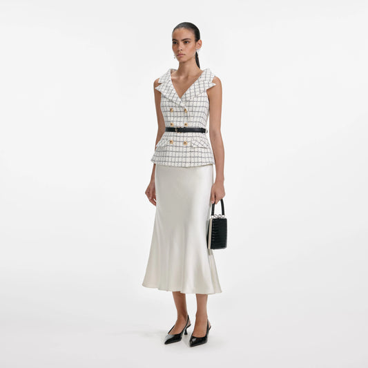 Check Boucle Midi Dress