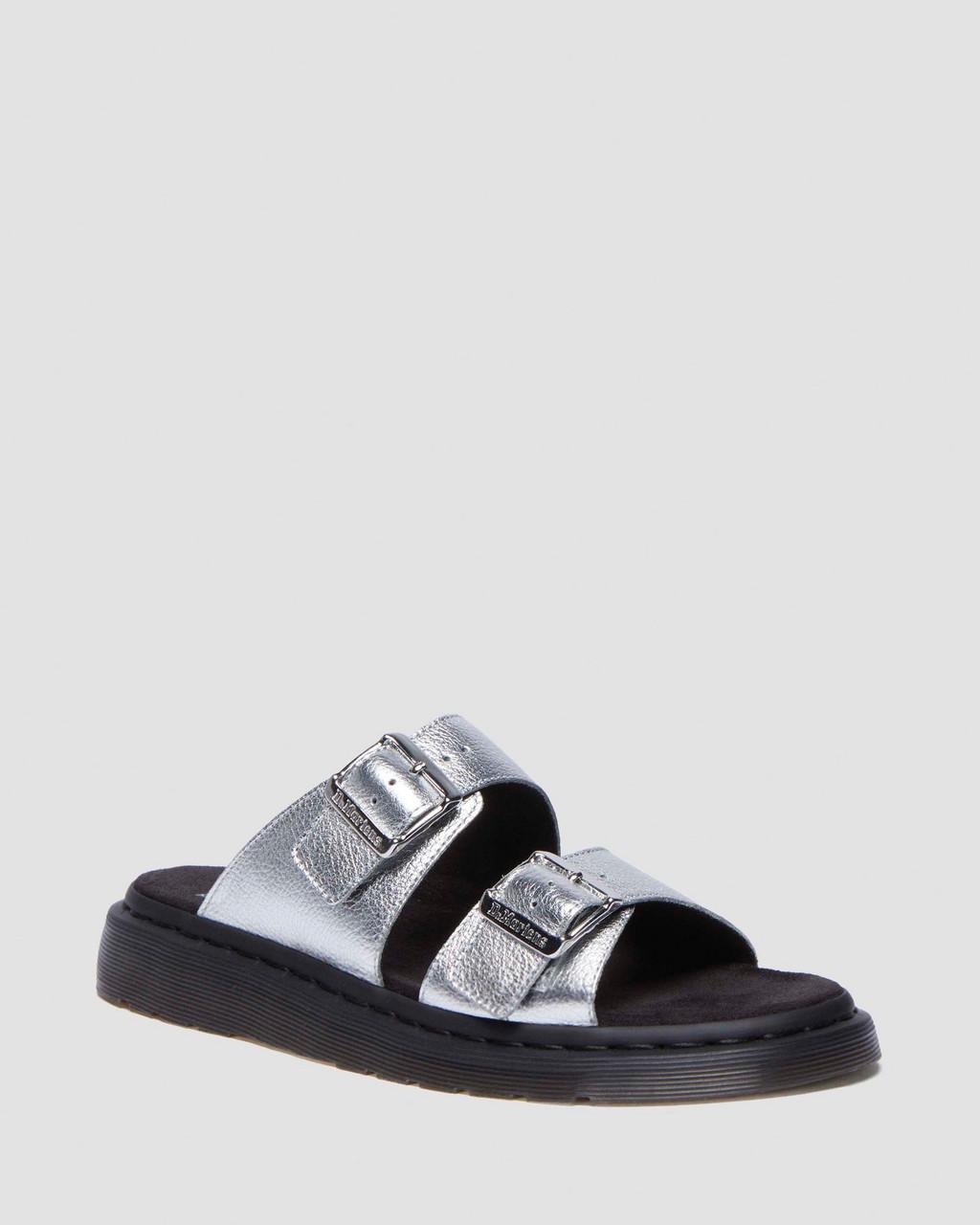 Josef Metallic Leather Slide Sandals