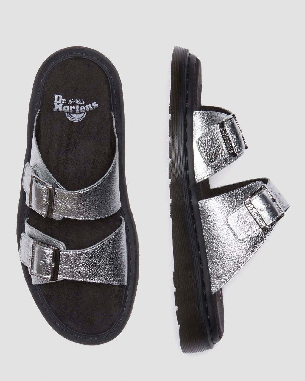 Josef Metallic Leather Slide Sandals