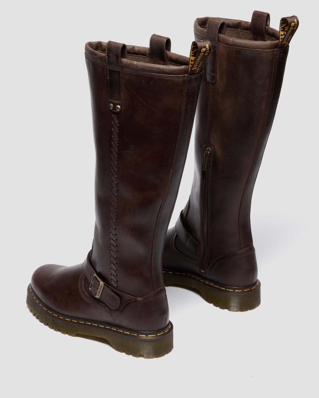 ANISTONE KNEE HIGH CRAZY HORSE BIKER BOOTS