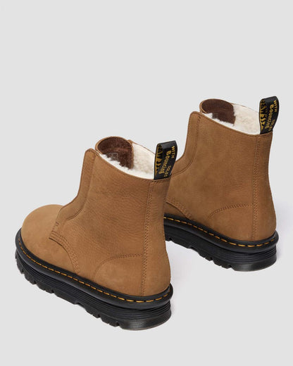 ZEBZAG LACELESS WARM LINED SLIP ON NUBUCK BOOTS