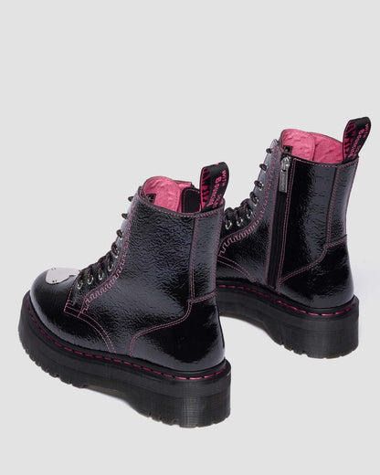 Jadon Distressed Patent Leather Platform Boots