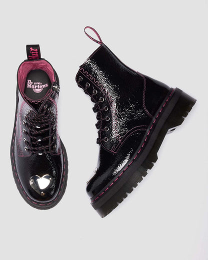 Jadon Distressed Patent Leather Platform Boots