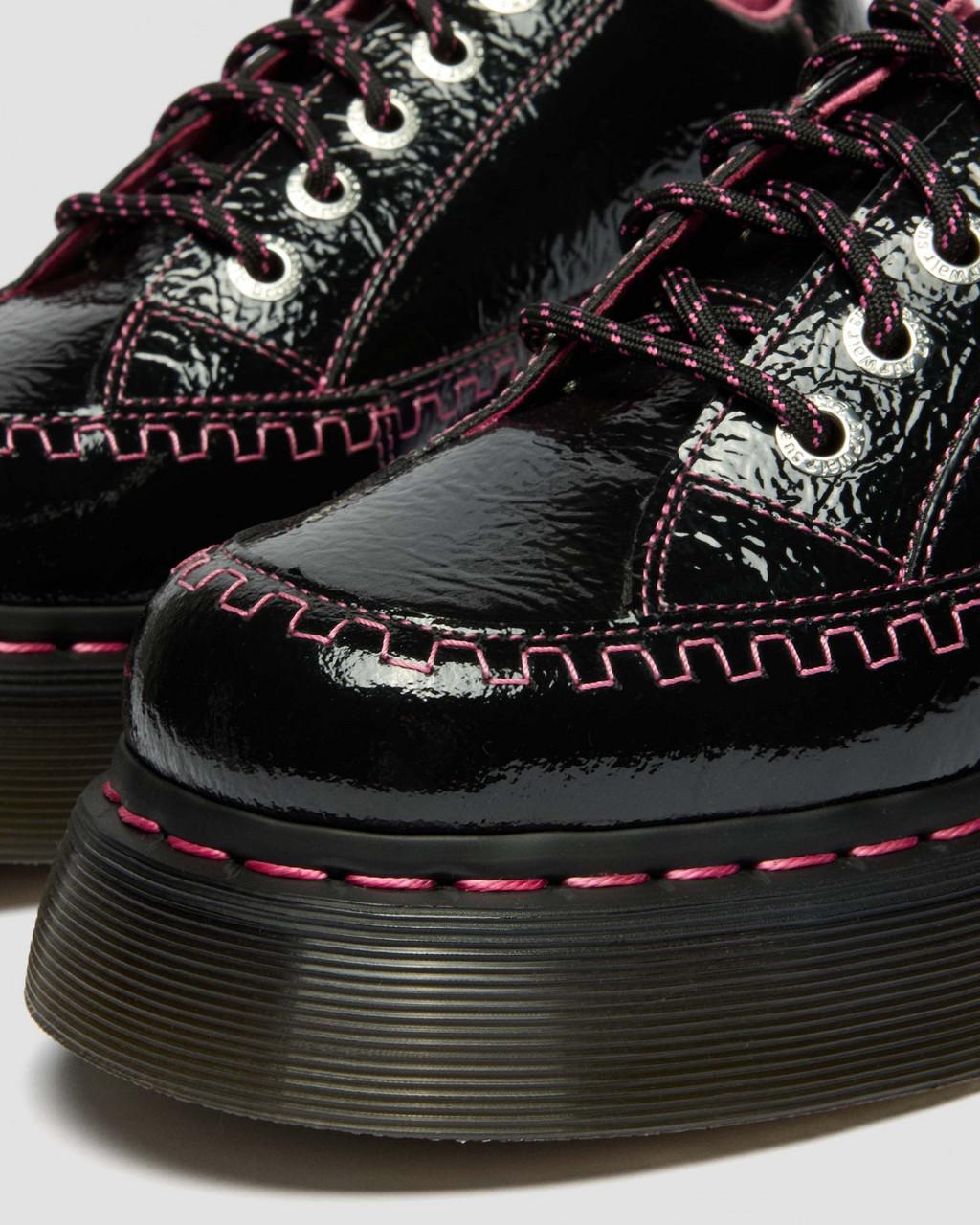 Buzz 5-Eye Distressed Patent Leather Shoes