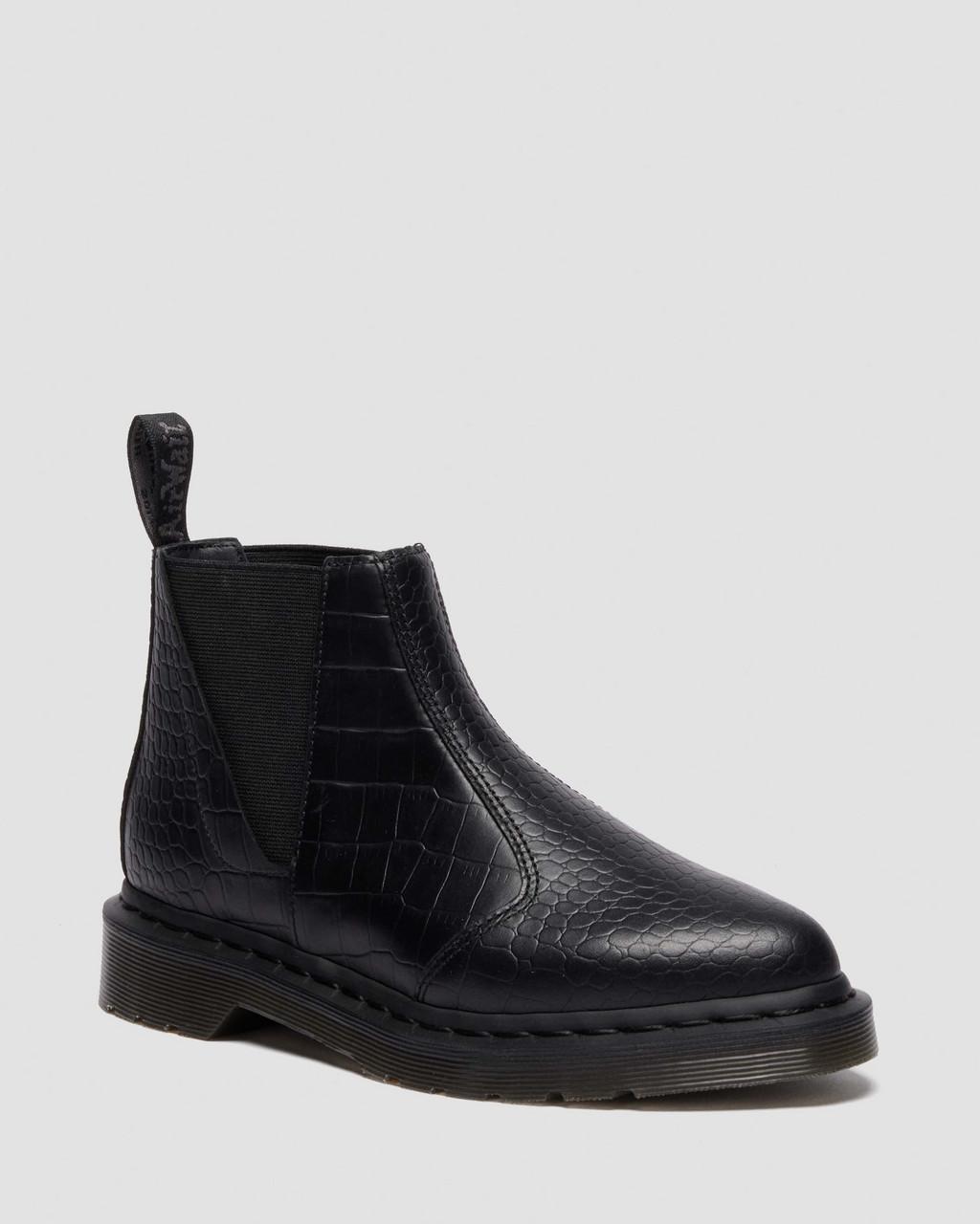 Bianca II Tapered Croc Emboss Leather Lo Boots