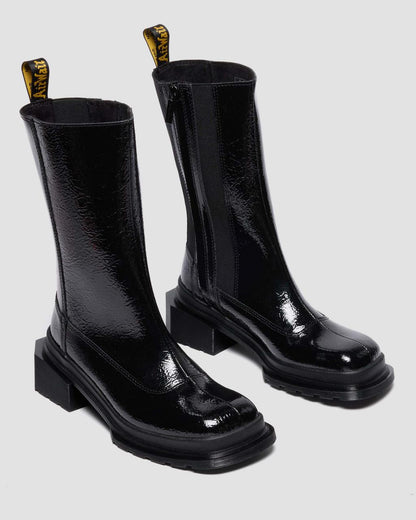 Maybole Hi Square Toe Patent Chelsea Boots