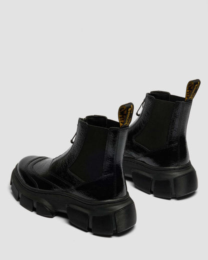 DMXL Distressed Patent Leather Chelsea Boots