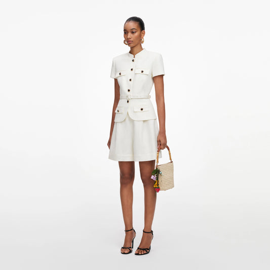 Cream Linen Blend Peplum Playsuit