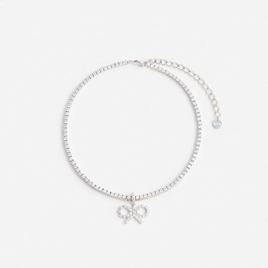 Crystal Bow Tennis Necklace