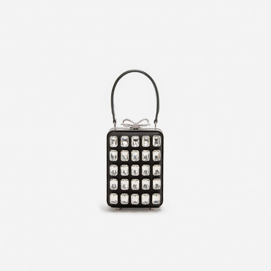Black Satin Crystal Micro Bag