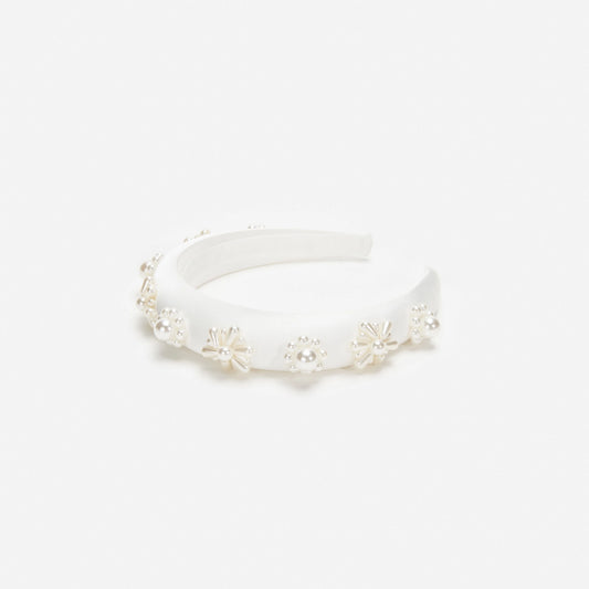 Pearl Flower Satin Head Band