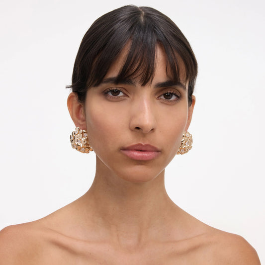 Gold Flower Cluster Earrings