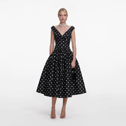 Black Cotton Midi Dress