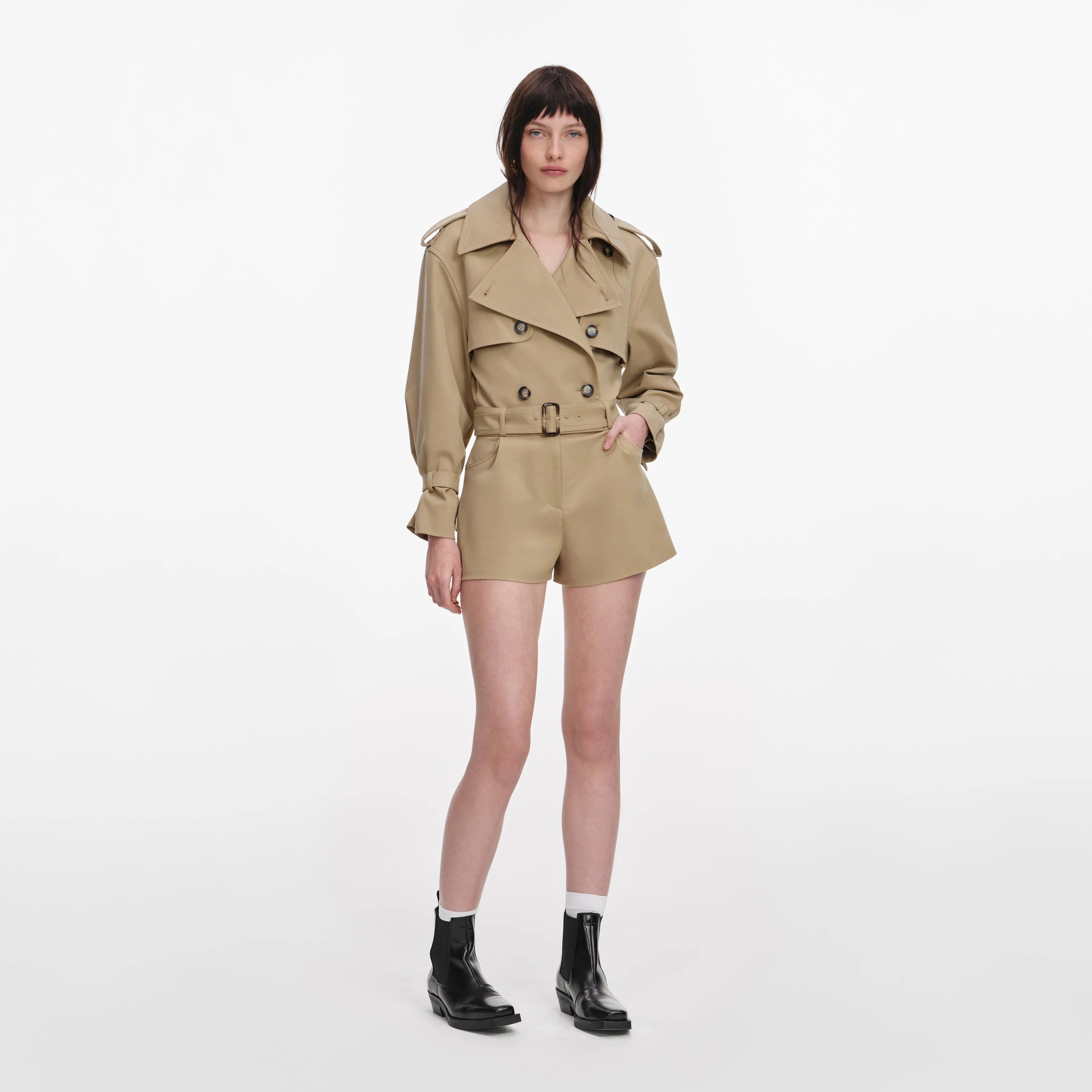 Beige Cotton Playsuit