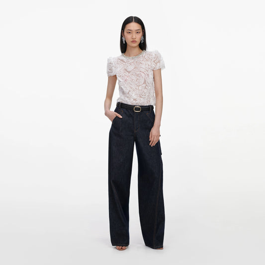 White Tulle Lace Top