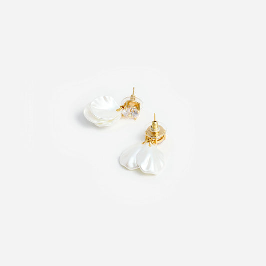 Crystal Pearl Petal Earrings