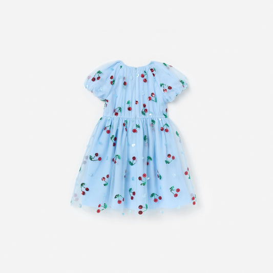 Blue Cherry Sequin Mesh Dress