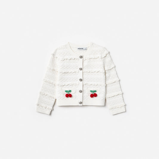 Cream Cherry Motif Cardigan