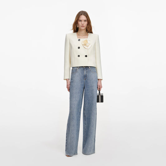 Cream 3D Flower Jacket