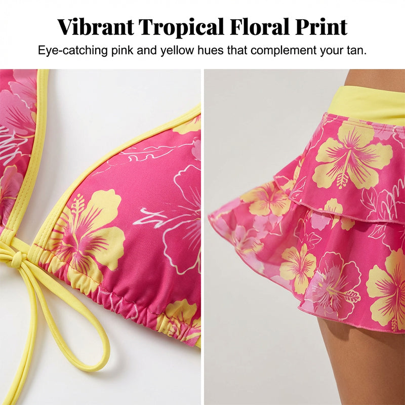 3-Piece Tropical Bikini Set--Add to cart and get 50% off instantly.