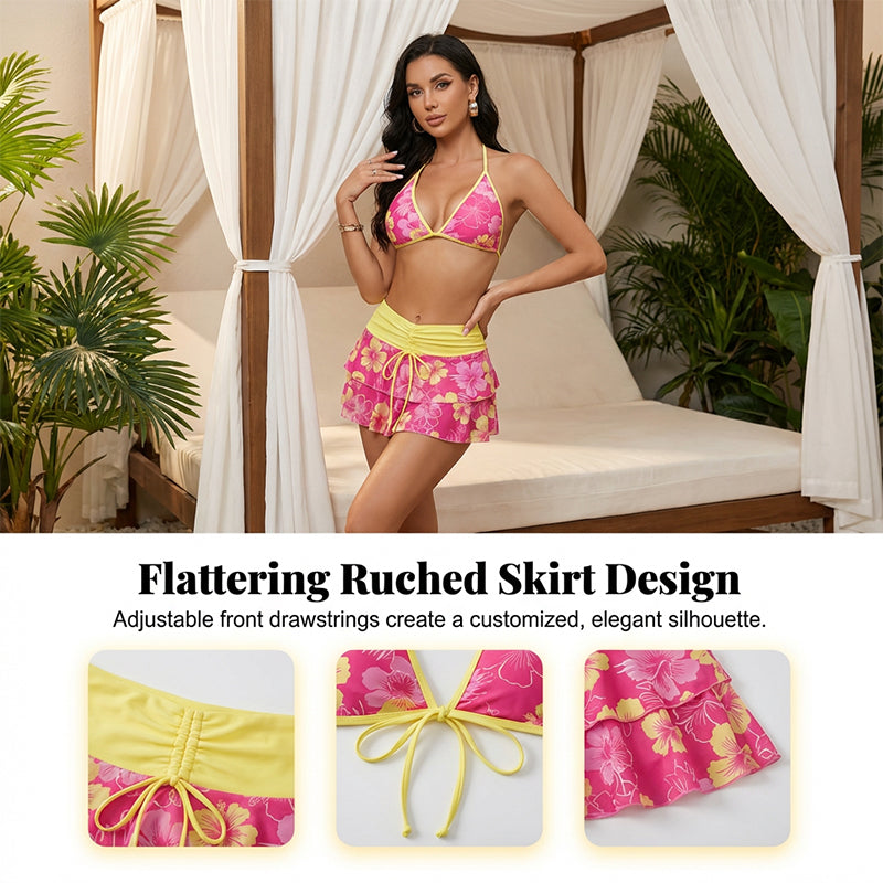 3-Piece Tropical Bikini Set--Add to cart and get 50% off instantly.