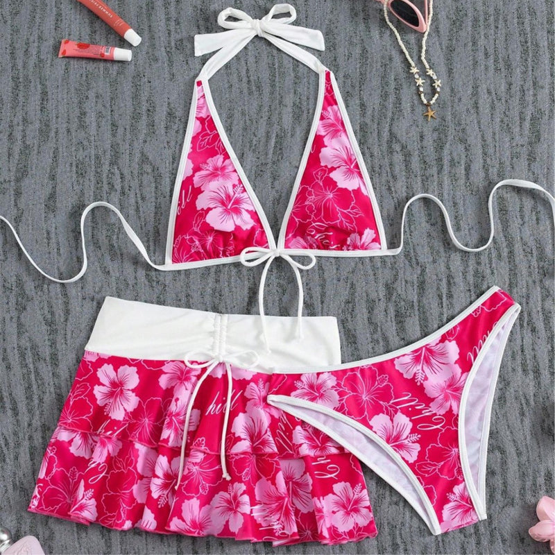 3-Piece Tropical Bikini Set--Add to cart and get 50% off instantly.